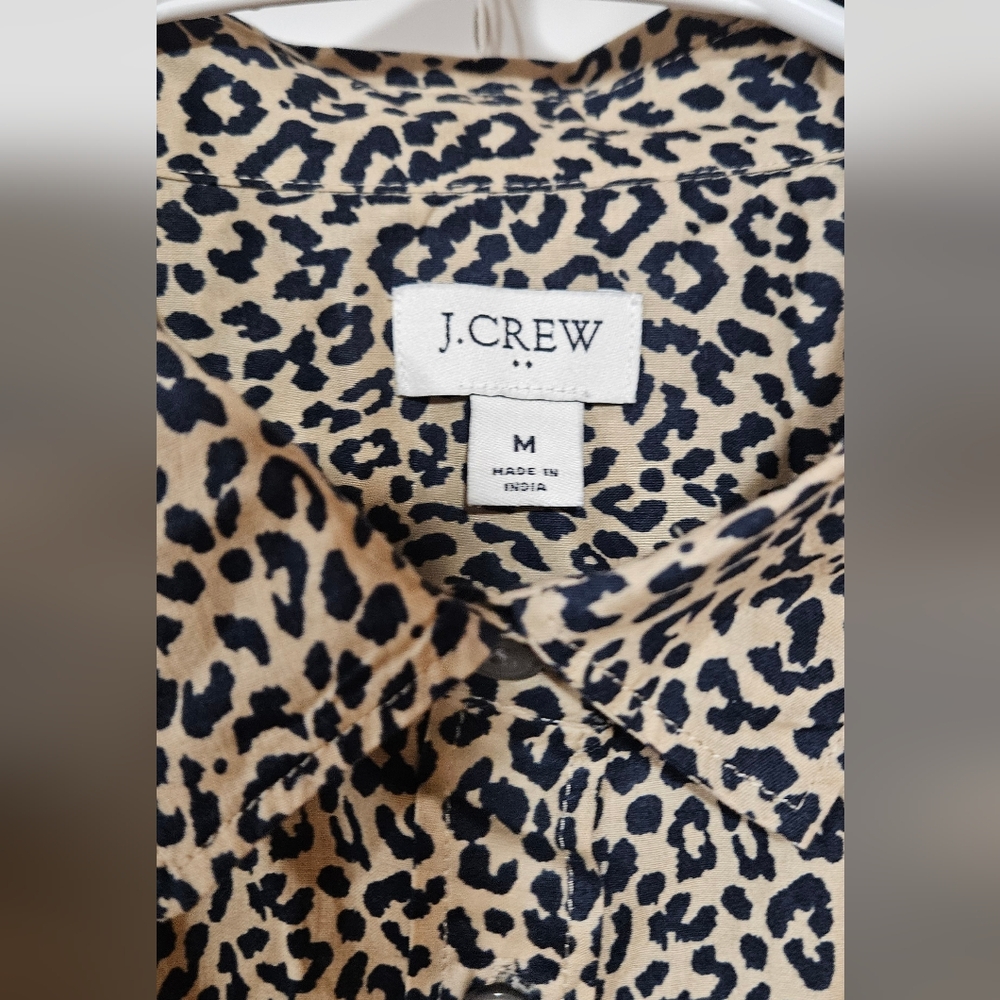 J Crew Womens Leopard Print Button Front Shirt Size M - Picture 2 of 7